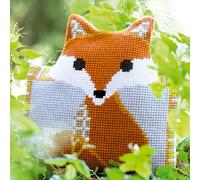 VERVACO Kreuzstich Stickpackungen Kissen Stickerei Set Anfänger Vorgedruckt Fuchs DIY Set Kreativ Set Für Erwachsene Dekoratives Kissen ca. 40 x 40 cm Bastelset Handwerker Haus Dekoration