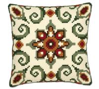 VERVACO Kreuzstich Stickpackungen Kissen Stickerei Set Anfänger Vorgedruckt Geometrisch DIY Set Kreativ Set Für Erwachsene Dekoratives Kissen ca. 40 x 40 cm Bastelset Handwerker Haus Dekoration