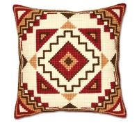 VERVACO Kreuzstich Stickpackungen Kissen Stickerei Set Anfänger Vorgedruckt Geometrisch DIY Set Kreativ Set Für Erwachsene Dekoratives Kissen ca. 40 x 40 cm Bastelset Handwerker Haus Dekoration