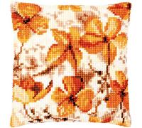 Vervaco Kreuzstich Stickpackungen Kissen Stickerei Set Anfänger Vorgedruckt Herbstsamen DIY Set Kreativ Set Für Erwachsene Dekoratives Kissen ca. 40 x 40 cm Bastelset Handwerker Haus Dekoration