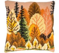 VERVACO Kreuzstich Stickpackungen Kissen Stickerei Set Anfänger Vorgedruckt Herbstwald DIY Set Kreativ Set Für Erwachsene Dekoratives Kissen ca. 40 x 40 cm Bastelset Handwerker Haus Dekoration