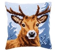 VERVACO Kreuzstich Stickpackungen Kissen Stickerei Set Anfänger Vorgedruckt Hirsch DIY Set Kreativ Set Für Erwachsene Dekoratives Kissen ca. 40 x 40 cm Bastelset Handwerker Haus Dekoration