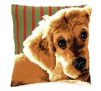 VERVACO Kreuzstich Stickpackungen Kissen Stickerei Set Anfänger Vorgedruckt Hund DIY Set Kreativ Set Für Erwachsene Dekoratives Kissen ca. 40 x 40 cm Bastelset Handwerker Haus Dekoration