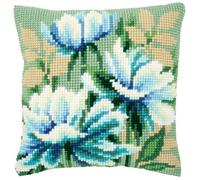 VERVACO Kreuzstich Stickpackungen Kissen Stickerei Set Anfänger Vorgedruckt Japanische Anemone I DIY Set Kreativ Set Für Erwachseneca. 40 x 40 cm Bastelset Handwerker Haus Dekoration