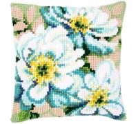 VERVACO Kreuzstich Stickpackungen Kissen Stickerei Set Anfänger Vorgedruckt Japanische Anemone II DIY Set Kreativ Set Für Erwachseneca. 40 x 40 cm Bastelset Handwerker Haus Dekoration