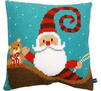 VERVACO Kreuzstich Stickpackungen Kissen Stickerei Set Anfänger Vorgedruckt Lustier Weihnachtsmann DIY Set Kreativ Set Für Erwachseneca. 40 x 40 cm Bastelset Handwerker Haus Dekoration