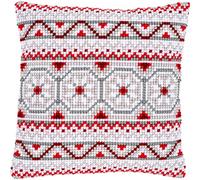 Vervaco Kreuzstich Stickpackungen Kissen Stickerei Set Anfänger Vorgedruckt Norwegisches Motiv DIY Set Kreativ Set Für Erwachseneca. 40 x 40 cm Bastelset Handwerker Haus Dekoration