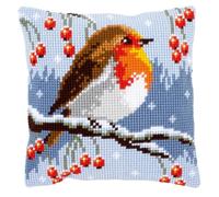 Vervaco Kreuzstich-Set Rotkehlchen im Winter – vorgedruckt, für Anfänger, 40 x 40 cm