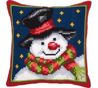 VERVACO Kreuzstich Stickpackungen Kissen Stickerei Set Anfänger Vorgedruckt Schneemann DIY Set Kreativ Set Für Erwachsene Dekoratives Kissen ca. 40 x 40 cm Bastelset Handwerker Haus Dekoration