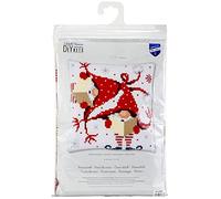 Vervaco Kreuzstich Stickpackungen Kissen Stickerei Set Anfänger Vorgedruckt Singende Wichtel DIY Set Kreativ Set Für Erwachsene Dekoratives Kissen ca. 40 x 40 cm Bastelset Handwerker Haus Dekoration
