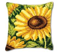Vervaco Stickpackung Kissen – Kreuzstich Sonnenblume, vorgedruckt, Anfänger, 40×40 cm