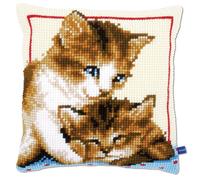 Vervaco Stickpackung Kissen Spielende Katzen – Kreuzstich, vorgedruckt, für Anfänger, ca. 40×40 cm