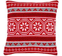 Vervaco Kreuzstich Stickpackungen Kissen Stickerei Set Anfänger Vorgedruckt Weihnachtskristallmotiv DIY Set Kreativ Set Für Erwachseneca. 40 x 40 cm Bastelset Handwerker Haus Dekoration