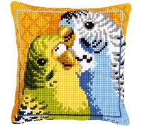 Vervaco Kreuzstich-Set Kissen Wellensittiche – Vorgedruckt, Anfänger, ca. 40 x 40 cm