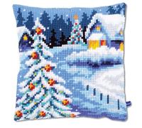 Vervaco Kreuzstich-Set Kissen Winterlandschaft – vorgedruckt, für Anfänger, 40×40 cm