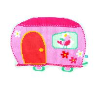 VERVACO Kreuzstich Stickpackungen Kissen Stickerei Set Anfänger Vorgedruckt Wohnwagen DIY Set Kreativ Set Für Erwachsene Dekoratives Kissen ca. 52 x 37 cm Bastelset Handwerker Haus Dekoration