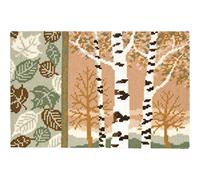 Vervaco Kreuzstich Stickpackungen, Teppich Kreuzstich Set vorgedruckt mit Stickbild auf 100% Baumwoll Stoff und Stickgarn, Stickvorlagen 75 x 50 cm mit Anleitung, Birkenwäldchen,