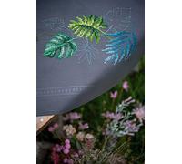 Vervaco Kreuzstich Stickpackungen Tischdecke botanische Blätter Stickdecken Vorgezeichnet Basteln Erwachsene Kreativ Set Vorgedruckte Decke Sticken 80 x 80 cm Stickset DIY Sticken Set