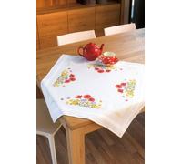 VERVACO Kreuzstich Stickpackungen Tischdecke Frühling Blumen Stickdecken Vorgezeichnet Basteln Erwachsene Kreativ Set Vorgedruckte Decke Sticken 80 x 80 cm Stickset DIY Sticken Set