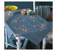 Vervaco Kreuzstich Stickpackungen Tischdecke Füchse im Herbst Stickdecken Vorgezeichnet Basteln Erwachsene Kreativ Set Vorgedruckte Decke Sticken 80 x 80 cm Stickset DIY Sticken Set
