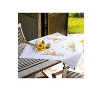 Vervaco Kreuzstich Stickpackungen Tischdecke Kaninchen Stickdecken Vorgezeichnet Basteln Erwachsene Kreativ Set Vorgedruckte Decke Sticken 80 x 80 cm Stickset DIY Sticken Set