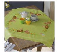 Vervaco Kreuzstich Stickpackungen Tischdecke Kaninchen Stickdecken Vorgezeichnet Basteln Erwachsene Kreativ Set Vorgedruckte Decke Sticken 80 x 80 cm Stickset DIY Sticken Set