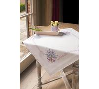 VERVACO Kreuzstich Stickpackungen Tischdecke Lavendel Stickdecken Vorgezeichnet Basteln Erwachsene Kreativ Set Vorgedruckte Decke Sticken 80 x 80 cm Stickset DIY Sticken Set