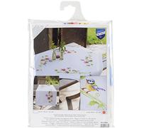 Vervaco Kreuzstich Stickpackungen Tischdecke Meise & Stiefmütterchen Stickdecken Vorgezeichnet Basteln Erwachsene Kreativ Set Vorgedruckte Decke Sticken 80 x 80 cm Stickset DIY Sticken