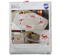 VERVACO Kreuzstich Stickpackungen Tischdecke Norwegischer Winter Stickdecken Vorgezeichnet Basteln Erwachsene Kreativ Set Vorgedruckte Decke Sticken 80 x 80 cm Stickset DIY Sticken Set