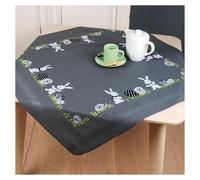 VERVACO Kreuzstich Stickpackungen Tischdecke OSTEREIER UND HASEN Stickdecken Vorgezeichnet Basteln Erwachsene Kreativ Set Vorgedruckte Decke Sticken 80 x 80 cm Stickset DIY Sticken Set