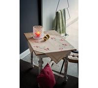 Vervaco Kreuzstich-Stickset Tischdecke Schneehase und Dompfaff, vorgedruckt, 80 x 80 cm