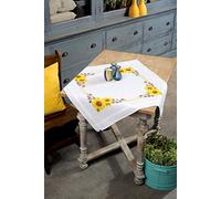 VERVACO Kreuzstich Stickpackungen Tischdecke Sonnenblumen Stickdecken Vorgezeichnet Basteln Erwachsene Kreativ Set Vorgedruckte Decke Sticken 80 x 80 cm Stickset DIY Sticken Set