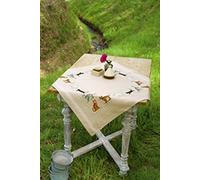 VERVACO Kreuzstich Stickpackungen Tischdecke verspielte Katzen Stickdecken Vorgezeichnet Basteln Erwachsene Kreativ Set Vorgedruckte Decke Sticken 80 x 80 cm Stickset DIY Sticken Set