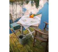 VERVACO Kreuzstich Stickpackungen Tischdecke Vogelhäuser Stickdecken Vorgezeichnet Basteln Erwachsene Kreativ Set Vorgedruckte Decke Sticken 80 x 80 cm Stickset DIY Sticken Set