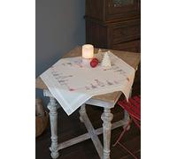 Vervaco Kreuzstich Stickpackungen Tischdecke Weihnachtlich Rot/Grau Stickdecken Vorgezeichnet Basteln Erwachsene Kreativ Set Vorgedruckte Decke Sticken 80 x 80 cm Stickset Sticken Set
