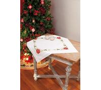 VERVACO Weihnachtsstern Stickdecken Basteln Erwachsene Kreativ Decke 80 x 80 cm Stickset DIY Sticken Set Stickpackung/Tischdecke im vorgedruckten/vorgezeichneten Kreuzstich, Baumwolle, Multicolor