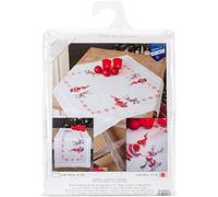 Vervaco Kreuzstich Stickpackungen Tischdecke Wichtel Stickdecken Vorgezeichnet Basteln Erwachsene Kreativ Set Vorgedruckte Decke Sticken 80 x 80 cm Stickset DIY Sticken Set