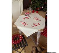 Vervaco Kreuzstich Stickpackungen Tischdecke Wichtel Stickdecken Vorgezeichnet Basteln Erwachsene Kreativ Set Vorgedruckte Decke Sticken 80 x 80 cm Stickset DIY Sticken Set