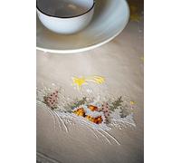 Vervaco Kreuzstich Stickpackungen Tischdecke Winterlandschaft mit Stern Stickdecken Vorgezeichnet Basteln Erwachsene Kreativ Set Vorgedruckte Decke Sticken 80 x 80 cm Stickset