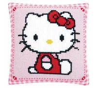 Vervaco Kreuzstichkissen Hello Kitty Kreuzstickpackung vorgedruckt, Stramin, weiß, 40 x 40 x 0,3 cm