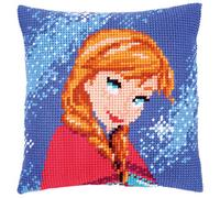 Vervaco Kreuzstichpackung Kreuzstichkissen Frozen Walt Disney ELSA Stickpackung, Stramin, weiß, 40 x 40 x 0,3 cm