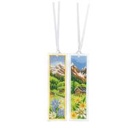 VERVACO Lesezeichen Kreuzstich Stickpackungen Gezählter Kreuzstich Set Alpenwiese 2er DIY Set Erwachsene Sticken Lesen Zubehör Geschenk Zählmusterpackung ca. 6 x 20 cm Stickset für Anfänger