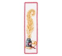VERVACO Lesezeichen Kreuzstich Stickpackungen Gezählter Kreuzstich Set Gänsefeder DIY Set Erwachsene Sticken Lesen Zubehör Geschenk Zählmusterpackung ca. 6 x 20 cm Stickset für Anfänger