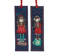 VERVACO Lesezeichen Kreuzstich Stickpackungen Gezählter Kreuzstich Set Gorjuss 2er DIY Set Erwachsene Sticken Lesen Zubehör Geschenk Zählmusterpackung ca. 6 x 20 cm Stickset für Anfänger