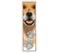 VERVACO Hund DIY Set Erwachsene Sticken Lesen Zubehör Geschenk Stickset für Anfänger Zählmusterpackung-Lesezeichen-Stickpackung im gezählten Kreuzstich, Stoff, Multicolor, ca. 6 x 20 cm