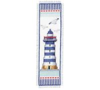 VERVACO Leuchtturm DIY Set Erwachsene Sticken Lesen Zubehör Geschenk Stickset für Anfänger Zählmusterpackung-Lesezeichen-Stickpackung im gezählten Kreuzstich, Baumwolle, Multicolor, ca. 6 x 20 cm