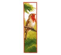 VERVACO Lesezeichen Kreuzstich Stickpackungen Gezählter Kreuzstich Set Rotkehlchen DIY Set Erwachsene Sticken Lesen Zubehör Geschenk Zählmusterpackung ca. 6 x 20 cm Stickset für Anfänger