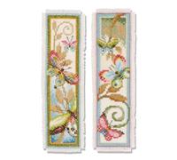 Vervaco Lesezeichen Kreuzstich Stickpackungen Gezählter Kreuzstich Set Schmetterlinge 2er DIY Set Erwachsene Sticken Lesen Zubehör Geschenk Zählmusterpackung ca. 6 x 20 cm Stickset für Anfänger