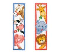 Vervaco Lesezeichen Kreuzstich-Set Tiere, gezählt 2er DIY, 6 x 20 cm, für Anfänger & Erwachsene