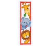 VERVACO Lesezeichen Kreuzstich Stickpackungen Gezählter Kreuzstich Set Tiere aus dem Zoo DIY Set Erwachsene Sticken Lesen Zubehör Geschenk Zählmusterpackung ca. 6 x 20 cm Stickset für Anfänger